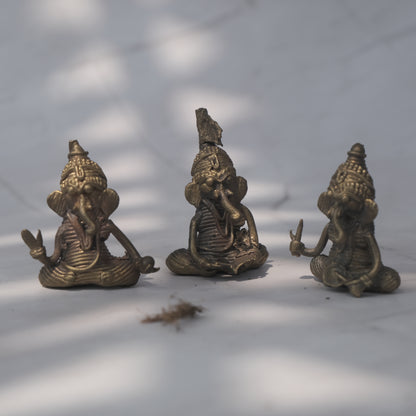 Dhokra Craft - Set of 3 Small Ganesh Home Decor