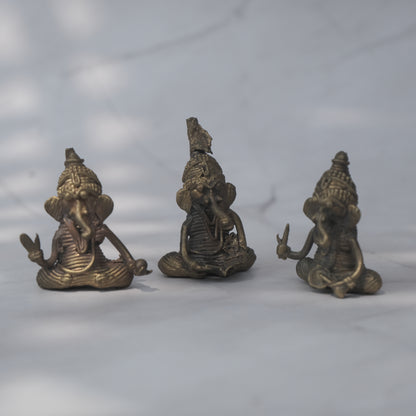 Dhokra Craft - Set of 3 Small Ganesh Home Decor