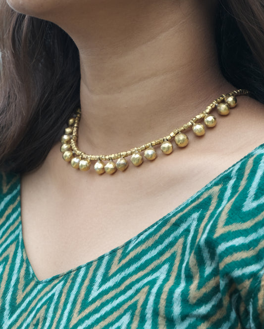 Dhokra Craft Handmade Beaded Necklace - Authentic Tribal Brass Jewellery India