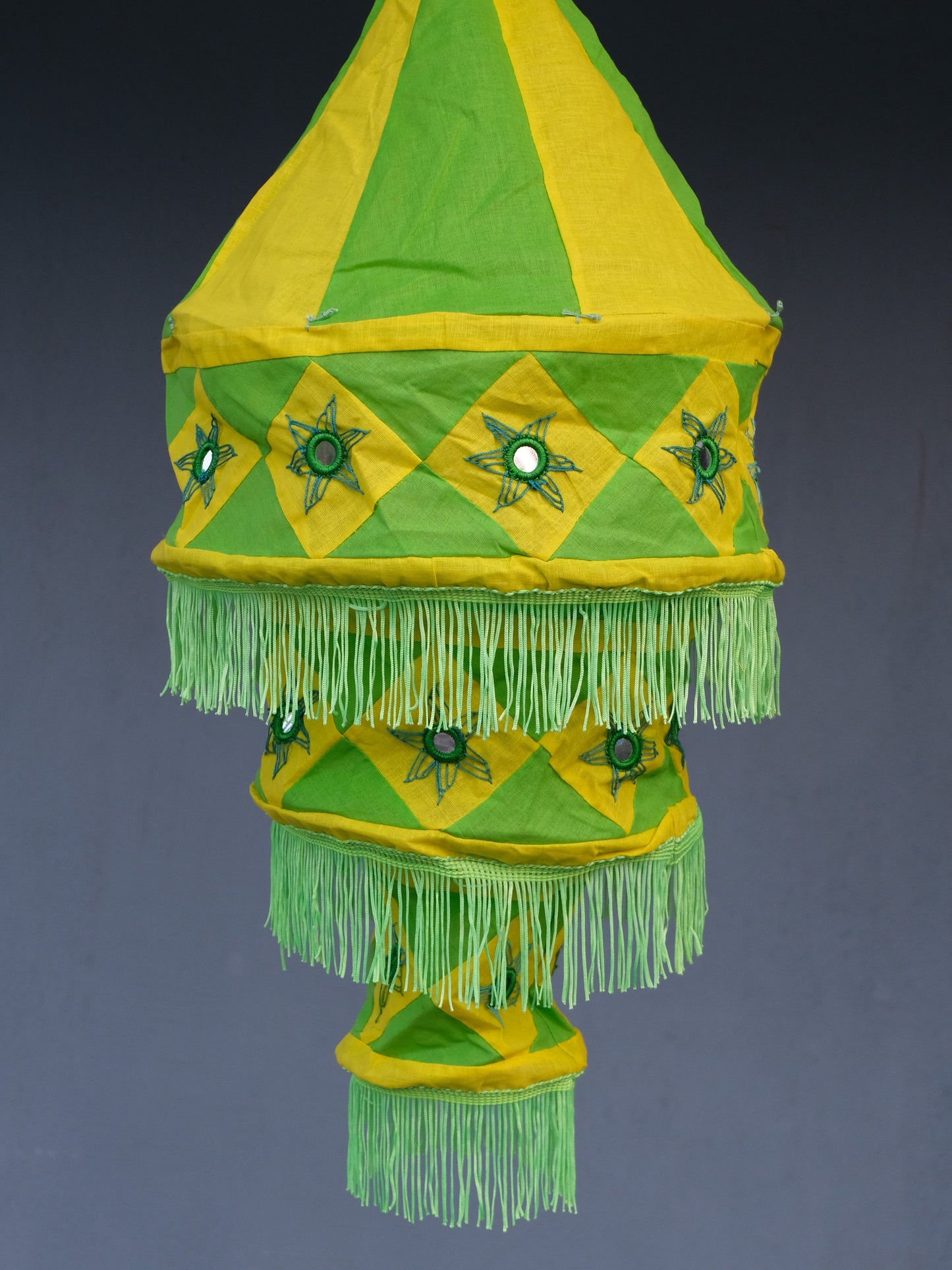 Pipili chandua - Hanging Lampshade yellow green