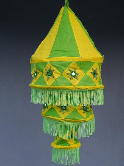 Pipili chandua - Hanging Lampshade yellow green