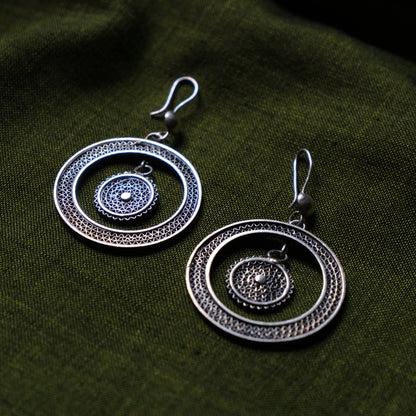 Silver Filigree Authentic Handmade Dangle Earrings