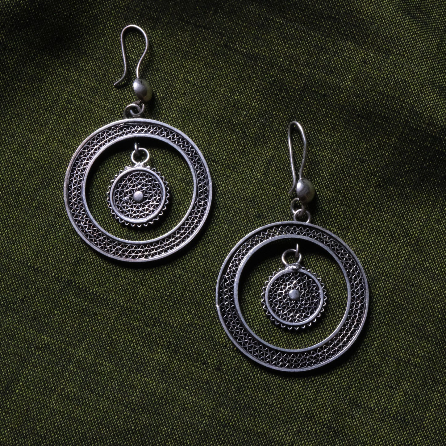 Silver Filigree Authentic Handmade Dangle Earrings