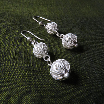 Silver Filigree Authentic Handmade Dangle Earrings