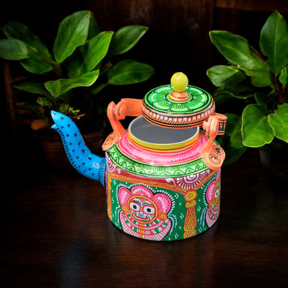 Colorful Pattachitra Style Kettle Painting for Home Decor