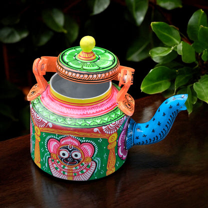 Colorful Pattachitra Style Kettle Painting for Home Decor