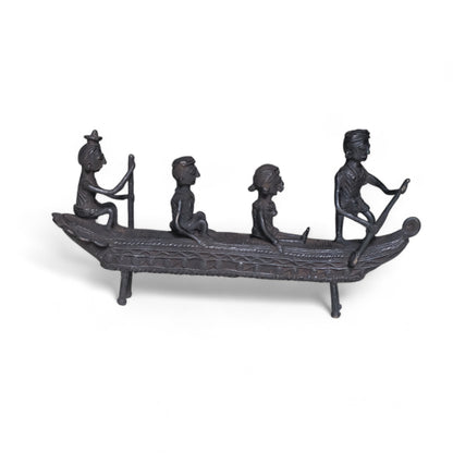 Exquisite Black Dhokra Craft "People Rowing Boat"