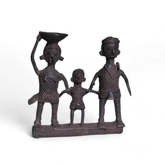 Exquisite Black Dhokra Craft "Representing Kandha Tribal Family" Home decor