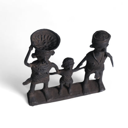 Exquisite Black Dhokra Craft "Representing Kandha Tribal Family" Home decor