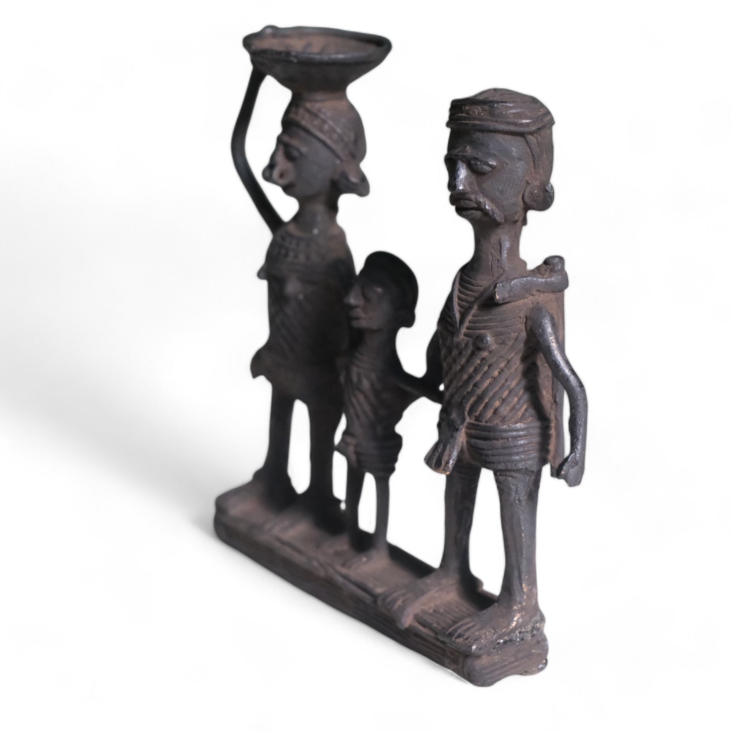 Exquisite Black Dhokra Craft "Representing Kandha Tribal Family" Home decor