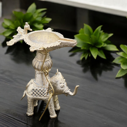 Dhokra Craft - Exquisite Handmade Elephant Designed Diya