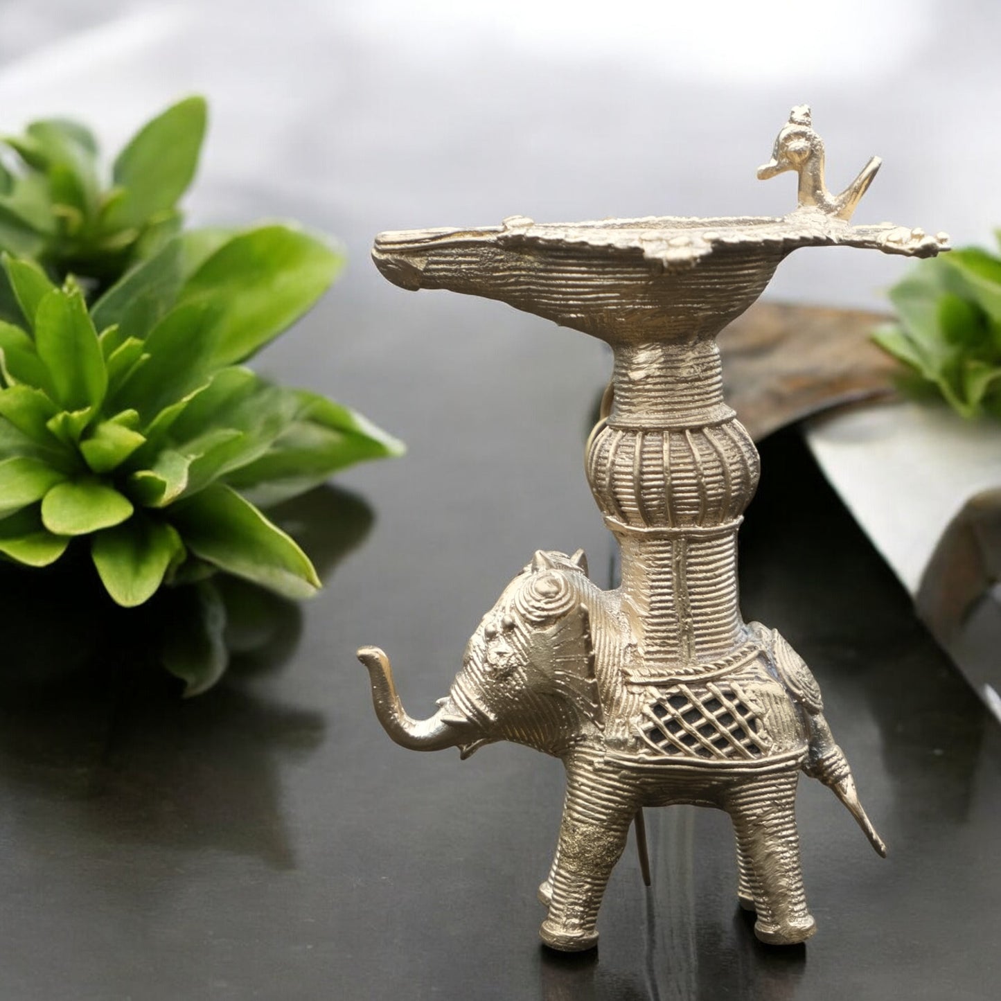 Dhokra Craft - Exquisite Handmade Elephant Designed Diya