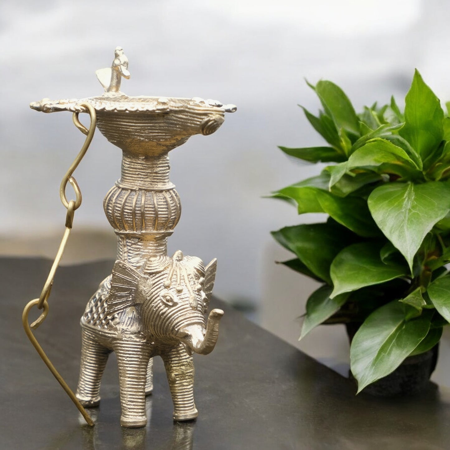 Dhokra Craft - Exquisite Handmade Elephant Designed Diya