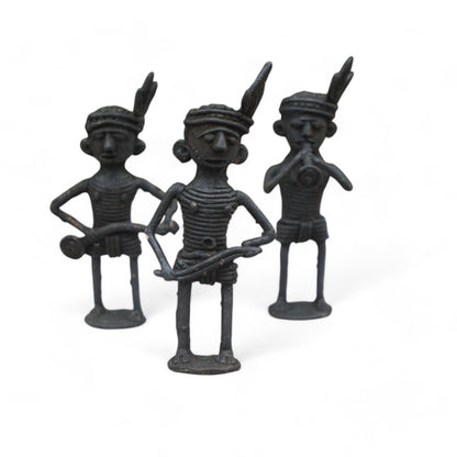 Black Dhokra Craft - Set of 3 Standing Muscians