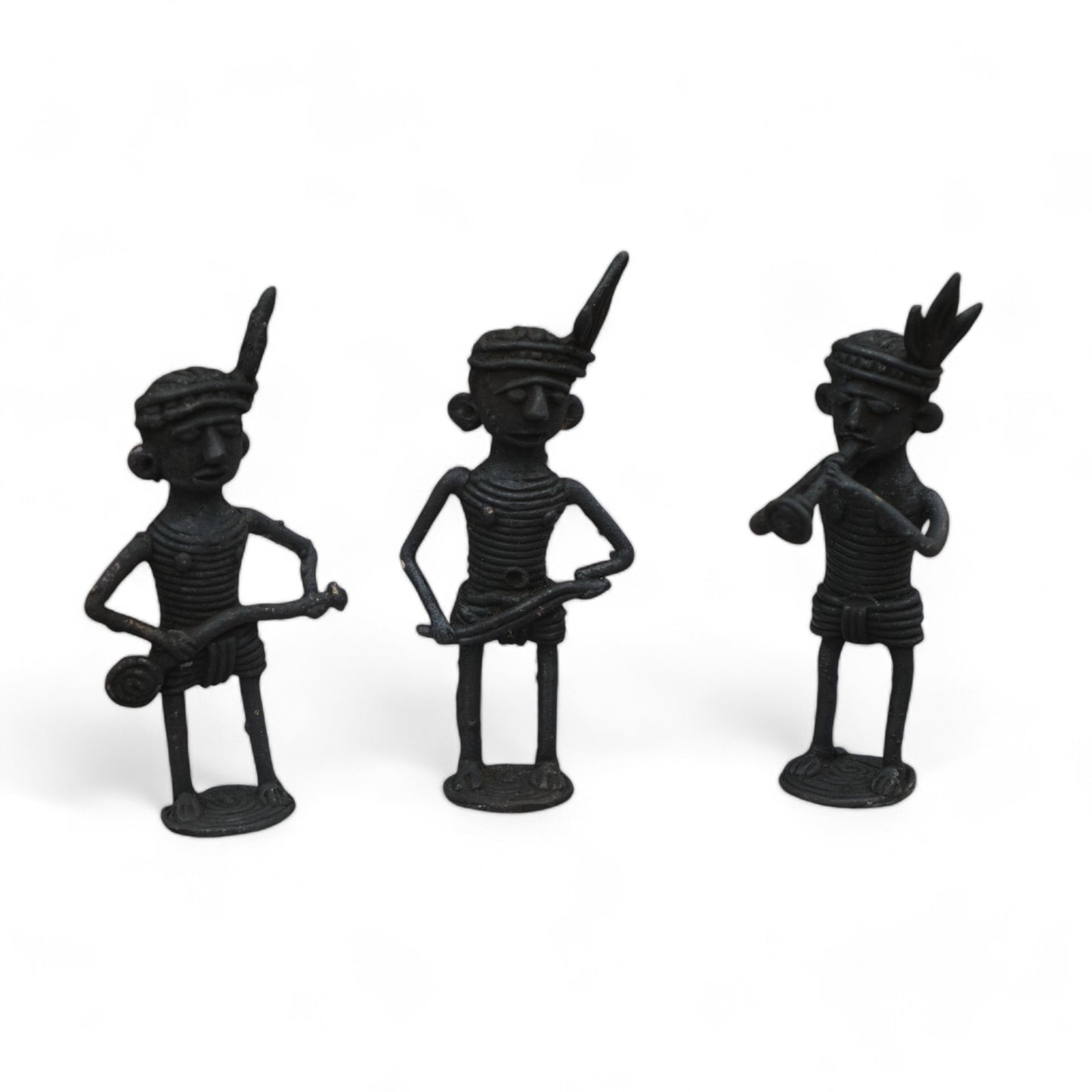 Black Dhokra Craft - Set of 3 Standing Muscians