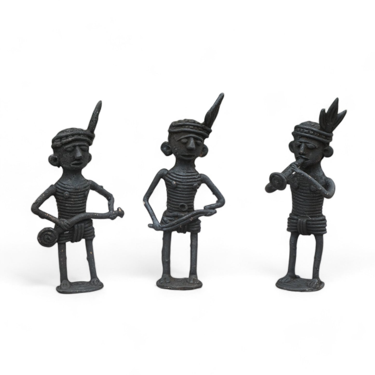 Black Dhokra Craft - Set of 3 Standing Muscians