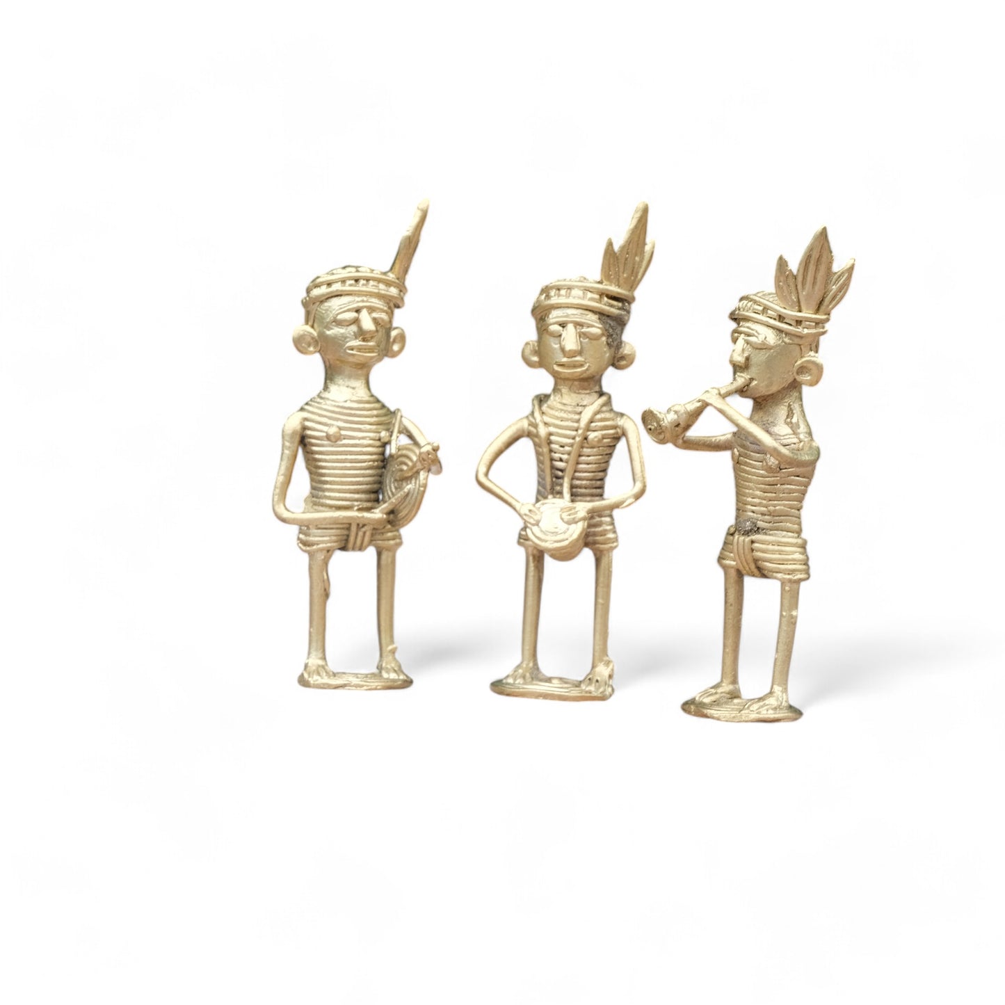 Dhokra Craft- Tribal Musicians playing Instruments Set of 3