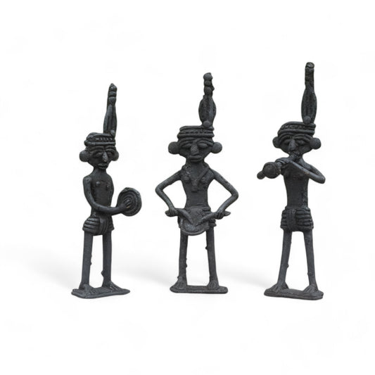 Black Dhokra Craft - Standing Muscians Set of 3