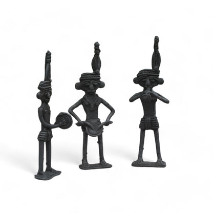 Black Dhokra Craft - Standing Muscians Set of 3