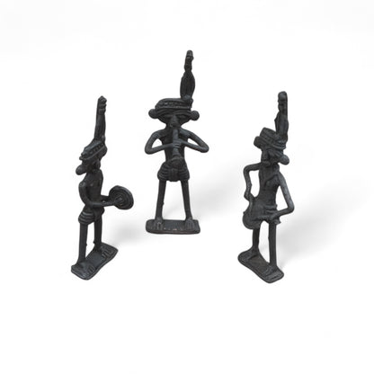 Black Dhokra Craft - Standing Muscians Set of 3