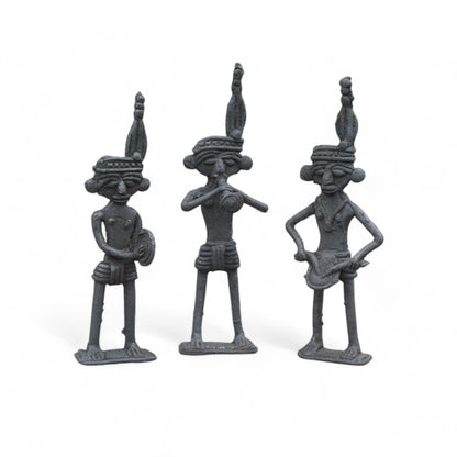 Black Dhokra Craft - Standing Muscians Set of 3