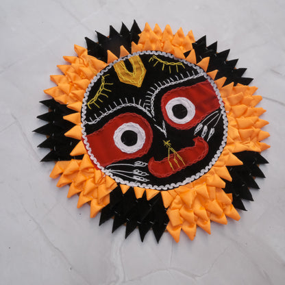 Pipili chandua - Sri Jagannath wall Hanging circular Black Orange