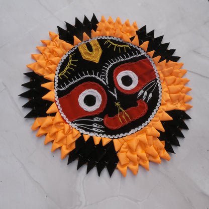 Pipili chandua - Sri Jagannath wall Hanging circular Black Orange