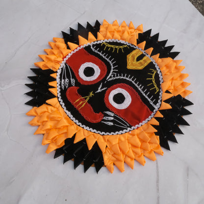 Pipili chandua - Sri Jagannath wall Hanging circular Black Orange