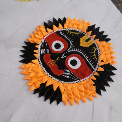 Pipili chandua - Sri Jagannath wall Hanging circular Black Orange