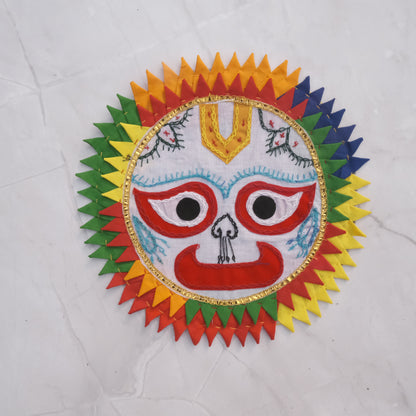 Pipili chandua - Sri Jagannath wall Hanging circular Black Orange