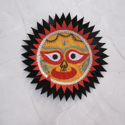 Pipili chandua - Sri Jagannath wall Hanging circular Black Orange