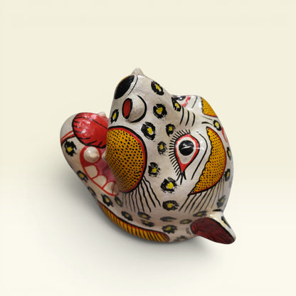 White Tiger Papier-Mâché Wall Mask | Handmade Odisha Folk Art