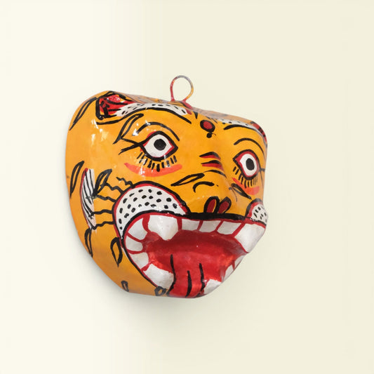 Tiger Papier-Mâché Wall Mask Pattachitra Handmade Odisha Folk Art Small Medium