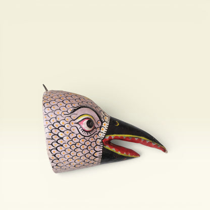 Jatayu Papier-mâché White Wall Mask Hand-Painted in Pattachitra Style