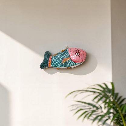 Fish Wall Mask — Hand-Painted Papier-Mâché, Raghurajpur