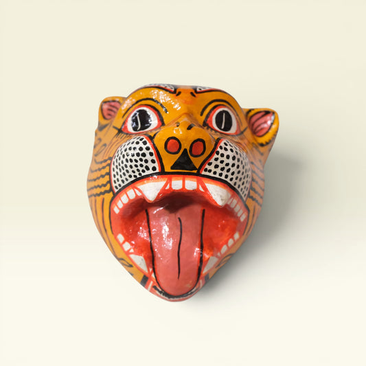 Tiger Papier-Mâché Wall Mask Pattachitra Handmade Odisha Folk Art