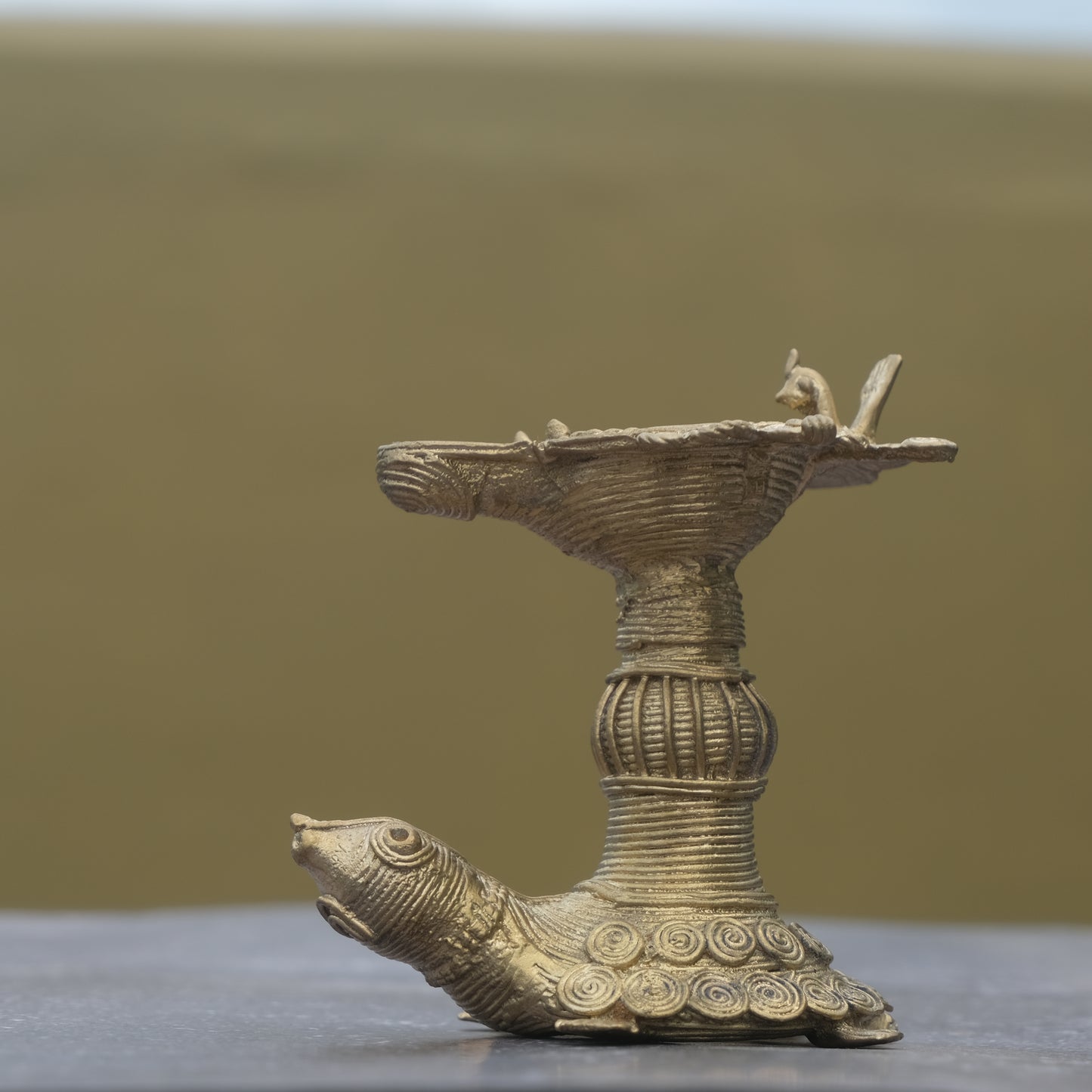 Dhokra Craft Turtle Diya For Puja