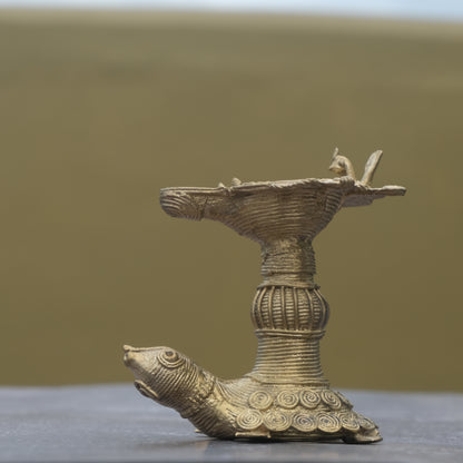 Dhokra Craft Turtle Diya For Puja