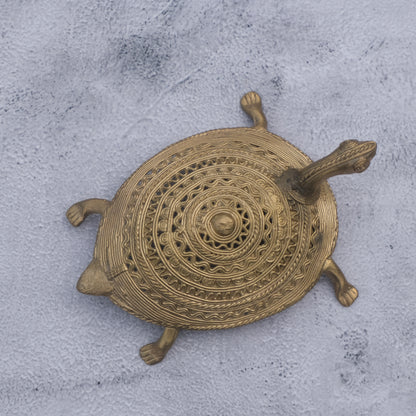 Nuagaon Dhokra Turtle — Handcrafted Lost-Wax Brass Showpiece