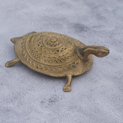Nuagaon Dhokra Turtle — Handcrafted Lost-Wax Brass Showpiece