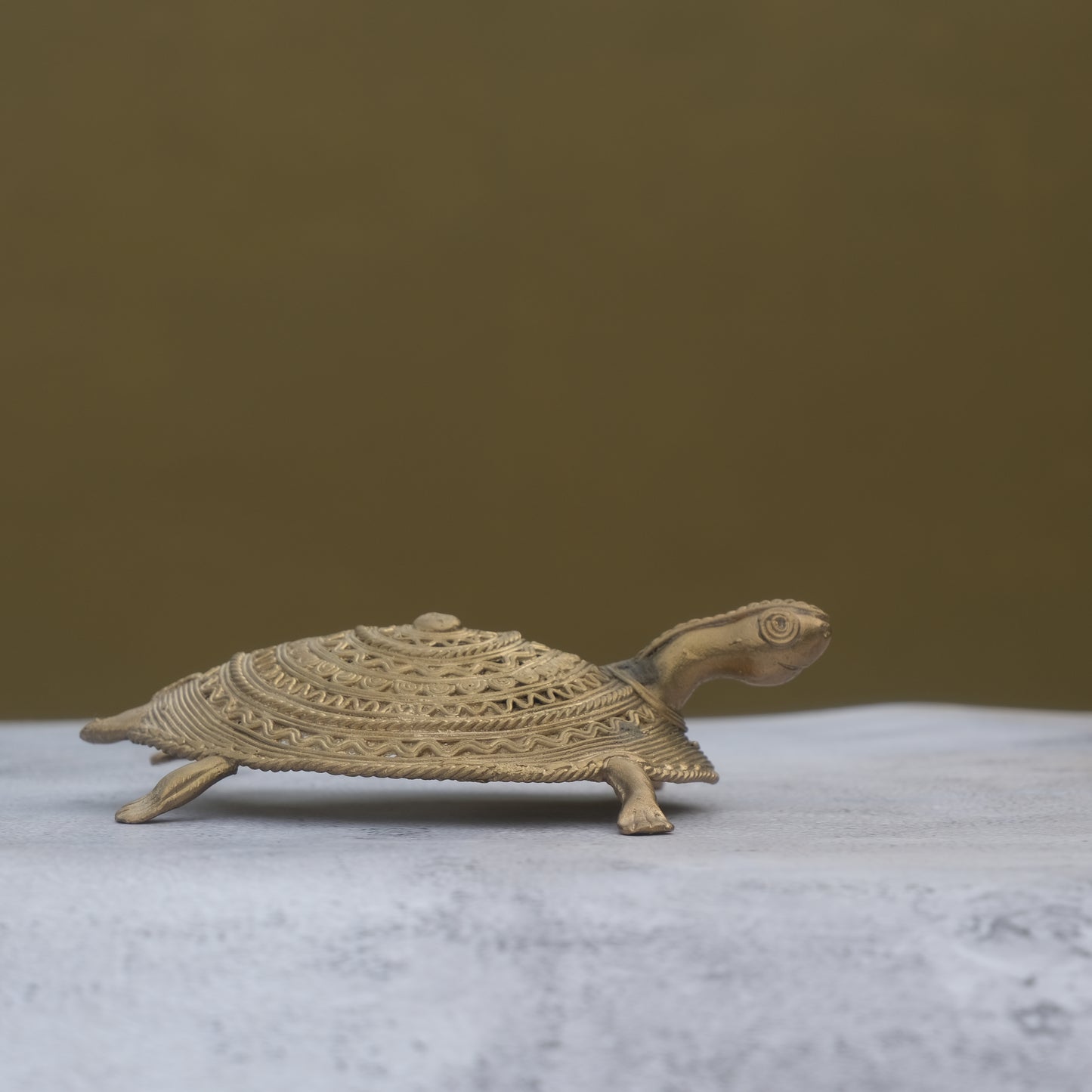 Nuagaon Dhokra Turtle — Handcrafted Lost-Wax Brass Showpiece