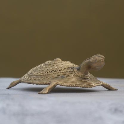 Nuagaon Dhokra Turtle — Handcrafted Lost-Wax Brass Showpiece