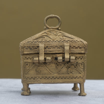Nuagaon Dhokra Riwaz Jewellery Box — Handcrafted Lost-Wax Brass Showpiece