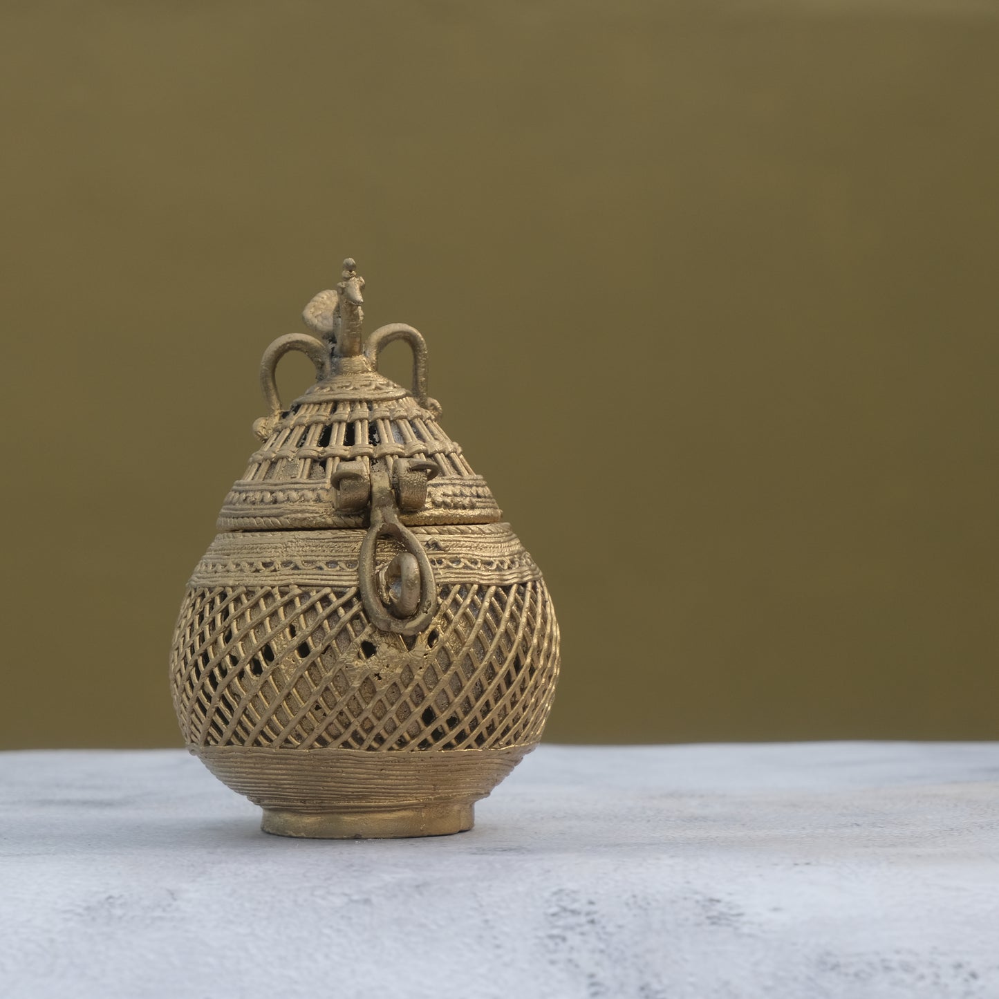 Nuagaon Dhokra Bandhan Jewellery Box — Handcrafted Lost-Wax Brass Showpiece