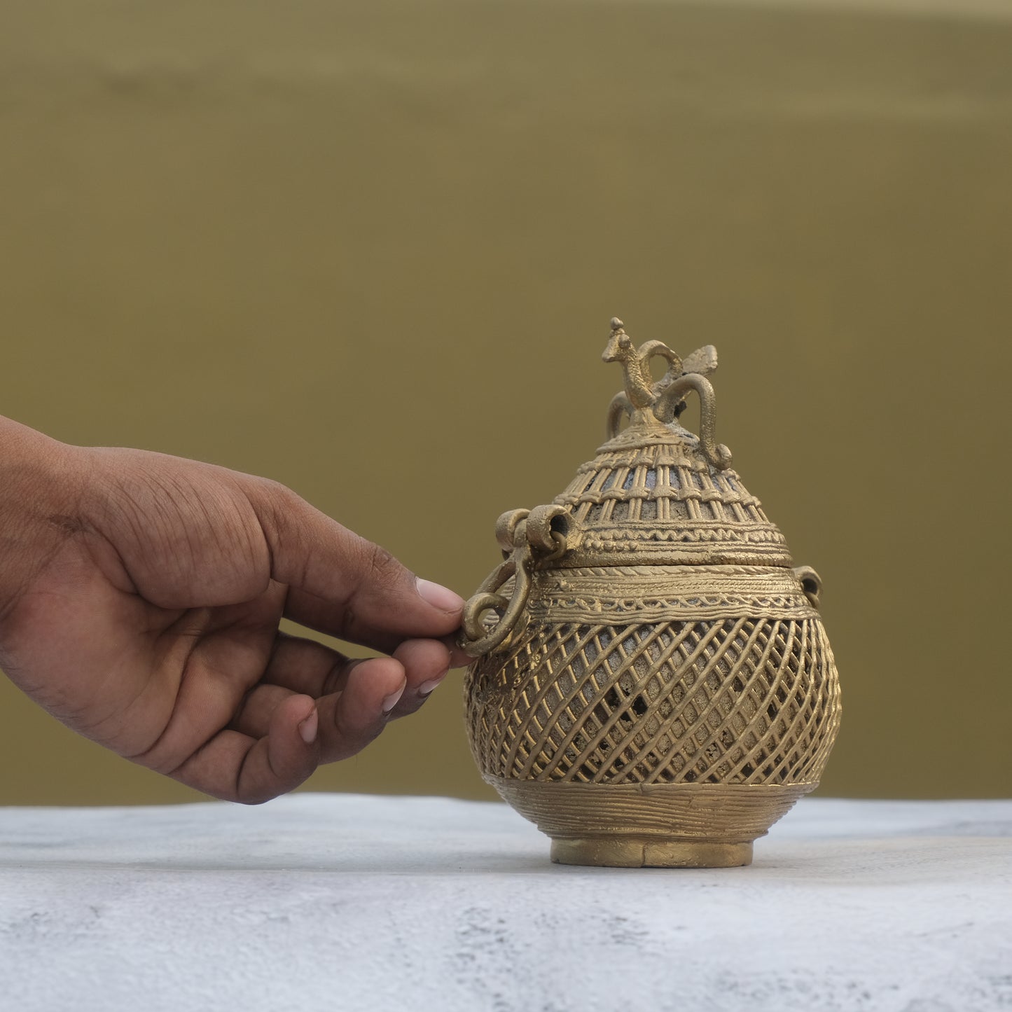 Nuagaon Dhokra Bandhan Jewellery Box — Handcrafted Lost-Wax Brass Showpiece
