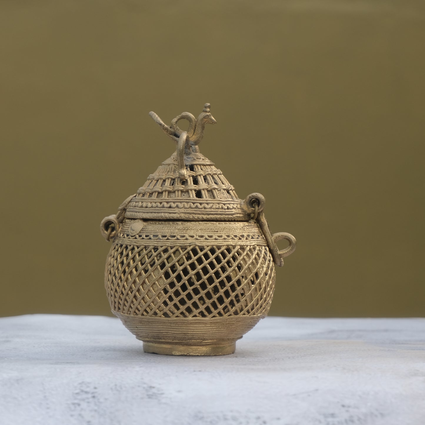 Nuagaon Dhokra Bandhan Jewellery Box — Handcrafted Lost-Wax Brass Showpiece