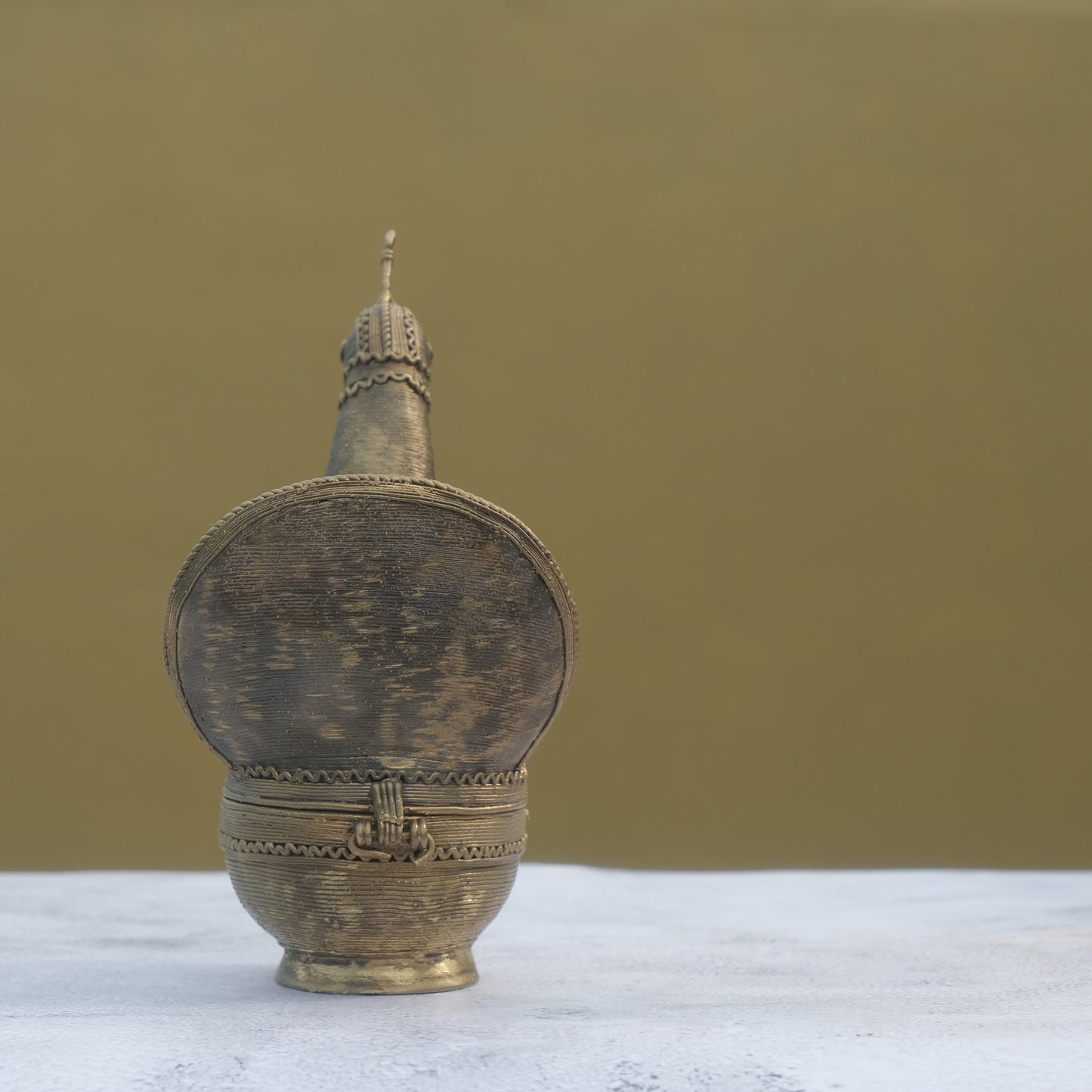 Nuagaon Dhokra Peacock Jewelry Box — Handcrafted Lost-Wax Brass Showpiece