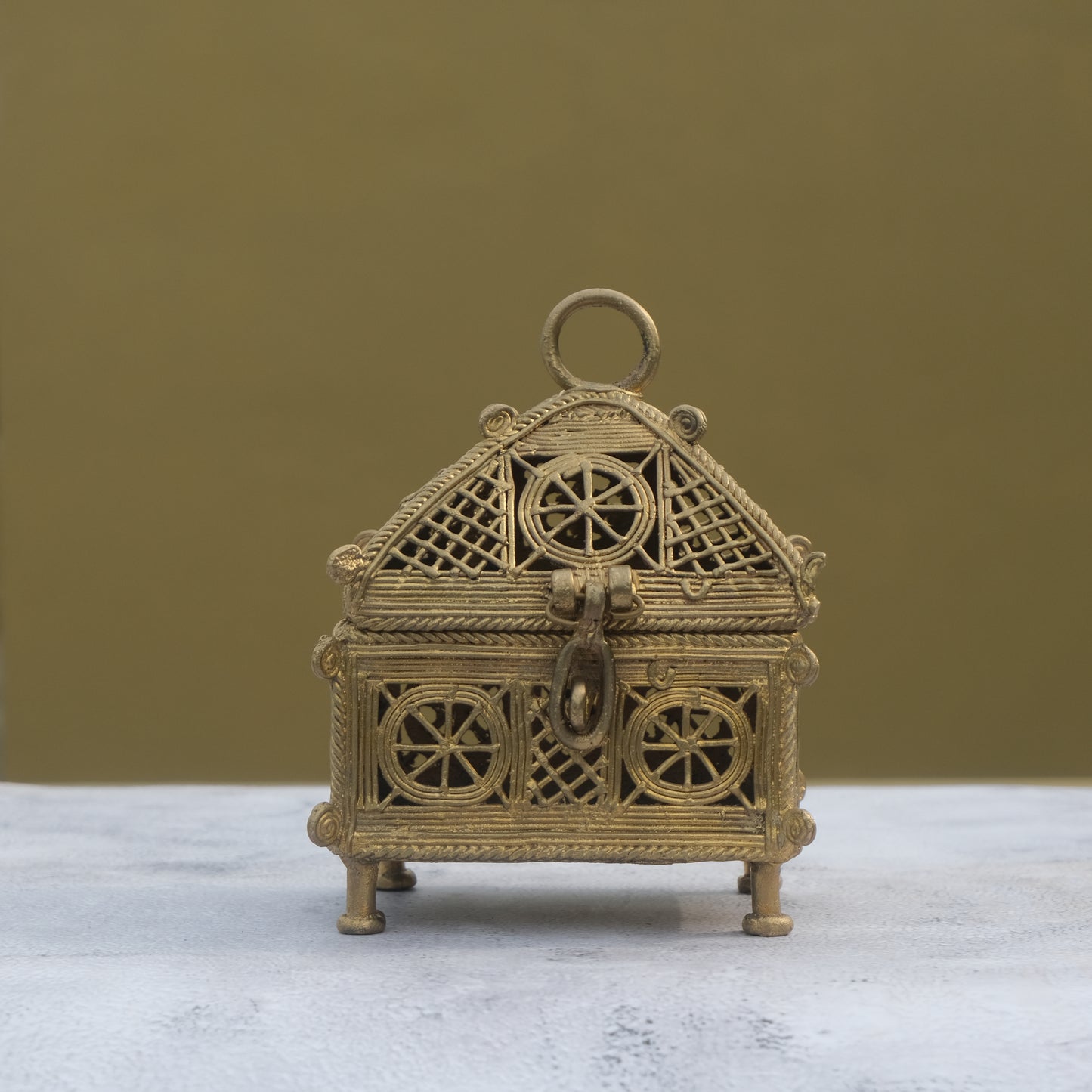 Nuagaon Dhokra Rewaz Jewelry box — Handcrafted Lost-Wax Brass Showpiece