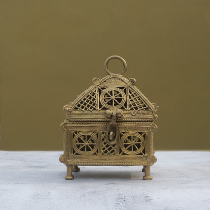 Nuagaon Dhokra Rewaz Jewelry box — Handcrafted Lost-Wax Brass Showpiece