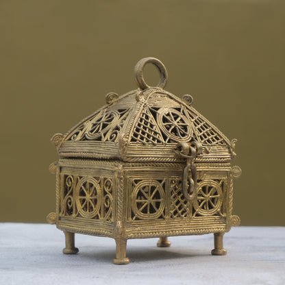 Nuagaon Dhokra Rewaz Jewelry box — Handcrafted Lost-Wax Brass Showpiece